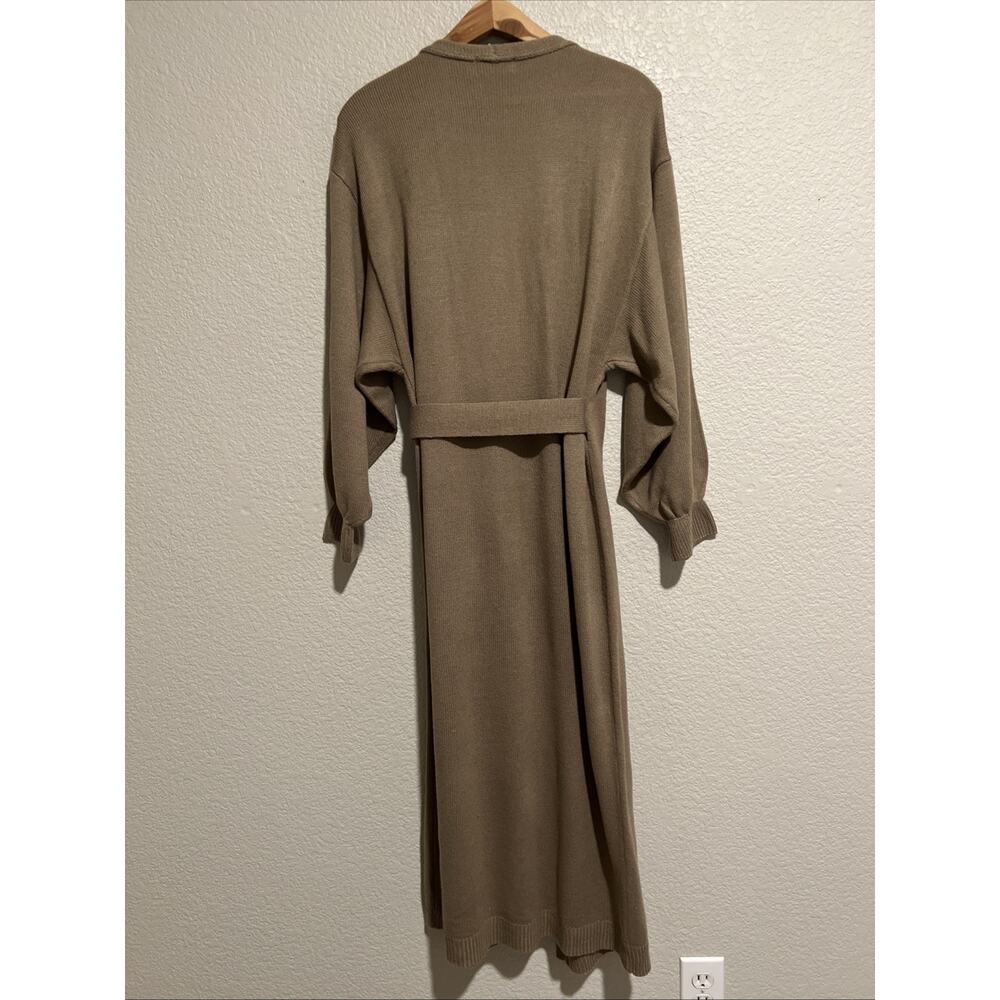 NEW Mable Minimalist Luxury Jovie Sweater Midi Dress Academia Taupe Wrap Duster - Picture 7 of 9